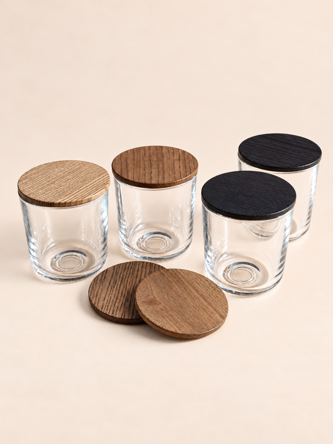 Tarro Pure de cristal para velas con tapa de madera, 280 ml