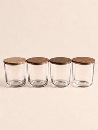 Tarro Pure de cristal para velas con tapa de madera, 280 ml